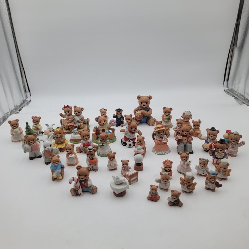 47pc Homco Bear Figurines Lot Vintage Ceramic Bisque Porcelain Collection